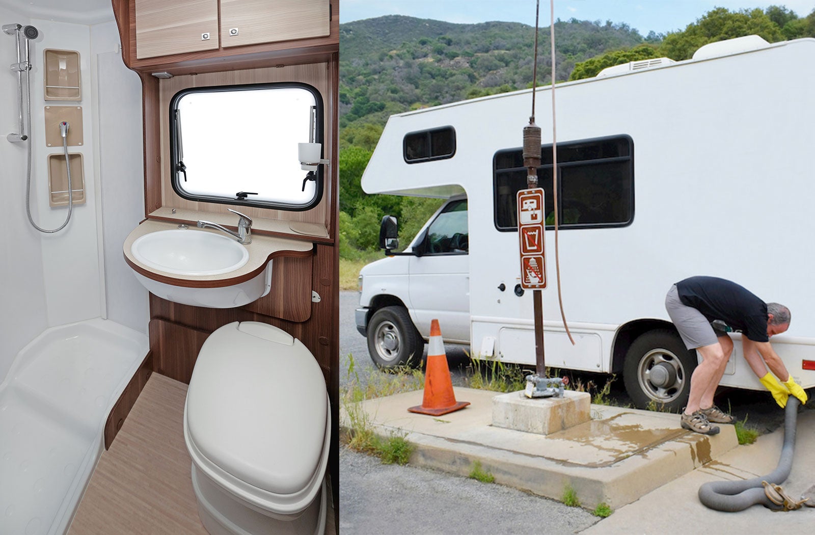 Portable RV/camper toilet and holding tank setup in Sherman, Texas