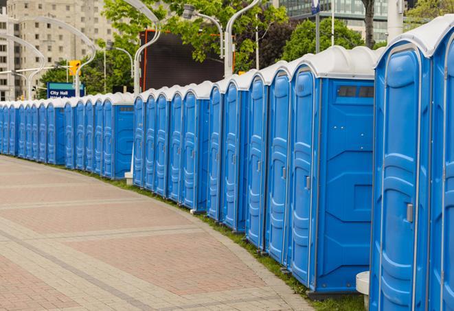 Seasonal porta potty units set up at a Sherman, Texas venue