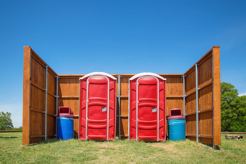 Short-term porta potty units staged for delivery in Sherman, Texas